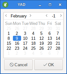 yad calendar month