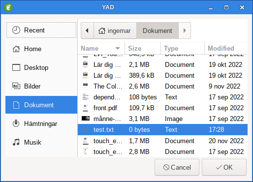 yad file filename